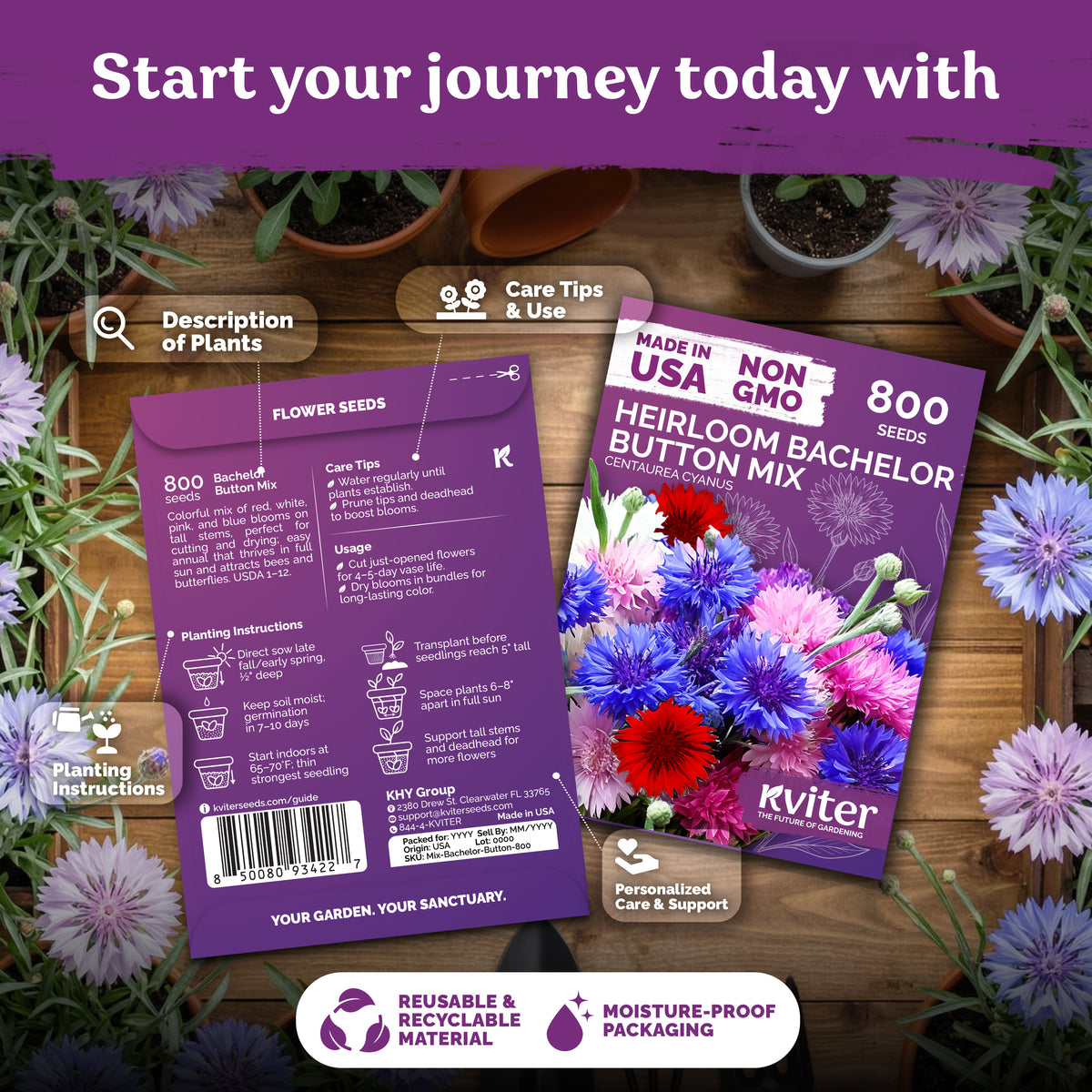 Mix Bachelor Button Cornflower Seeds