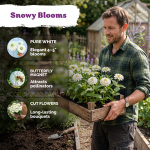 Polar Bear Zinnia Seeds – kviterseeds.com – photo 4