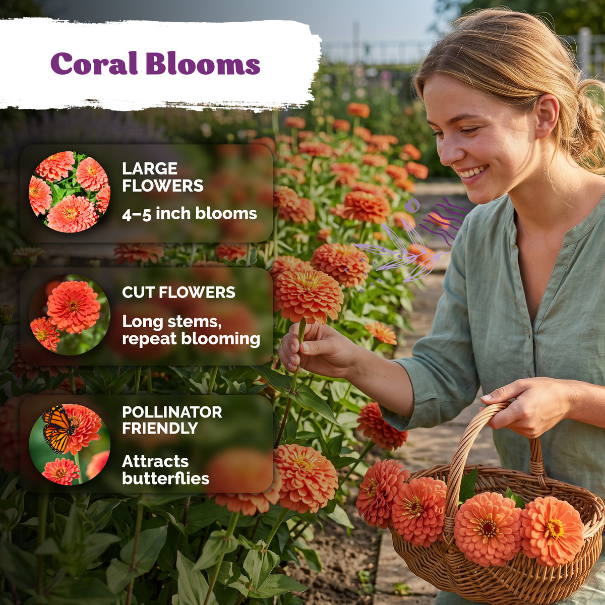 Coral Zinnia Seeds