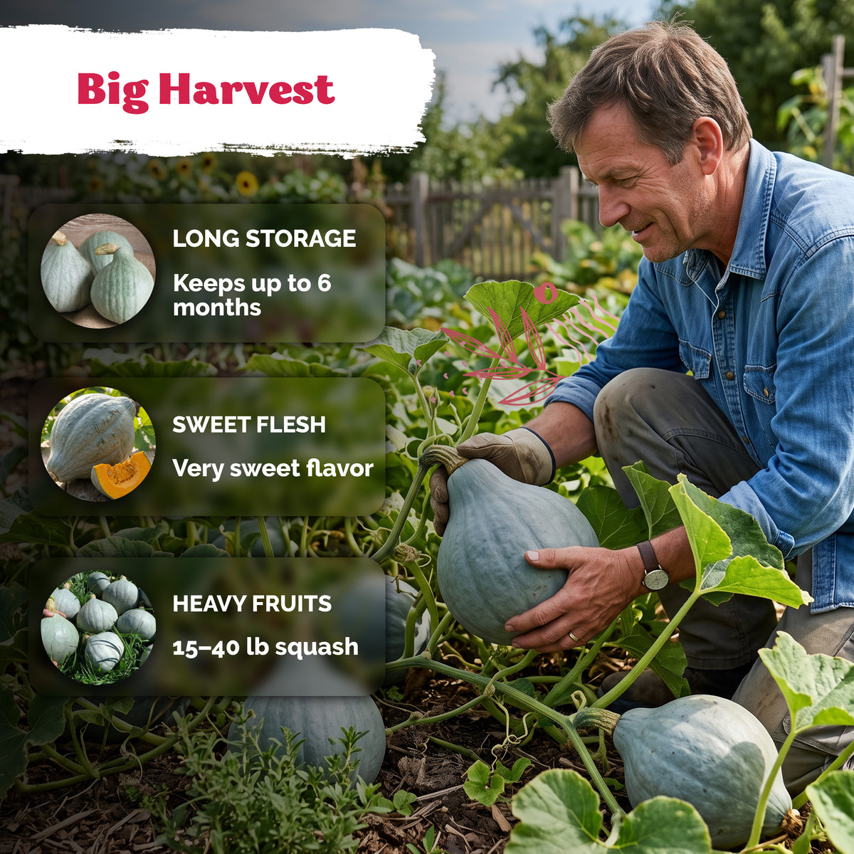 Blue Hubbard Winter Squash Seeds