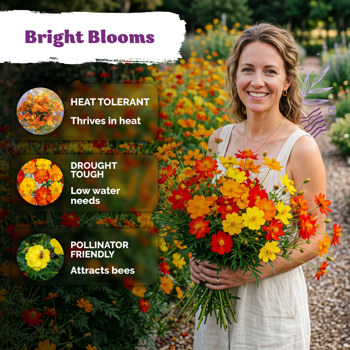 Bright Lights Mix Sulphur Cosmos Seeds