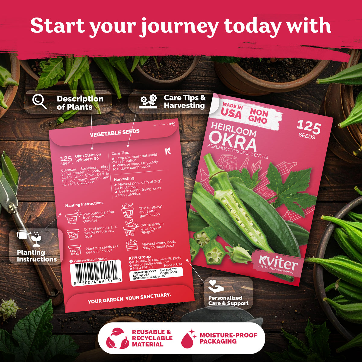 Clemson Spineless 80 Okra Seeds – kviterseeds.com – photo 2
