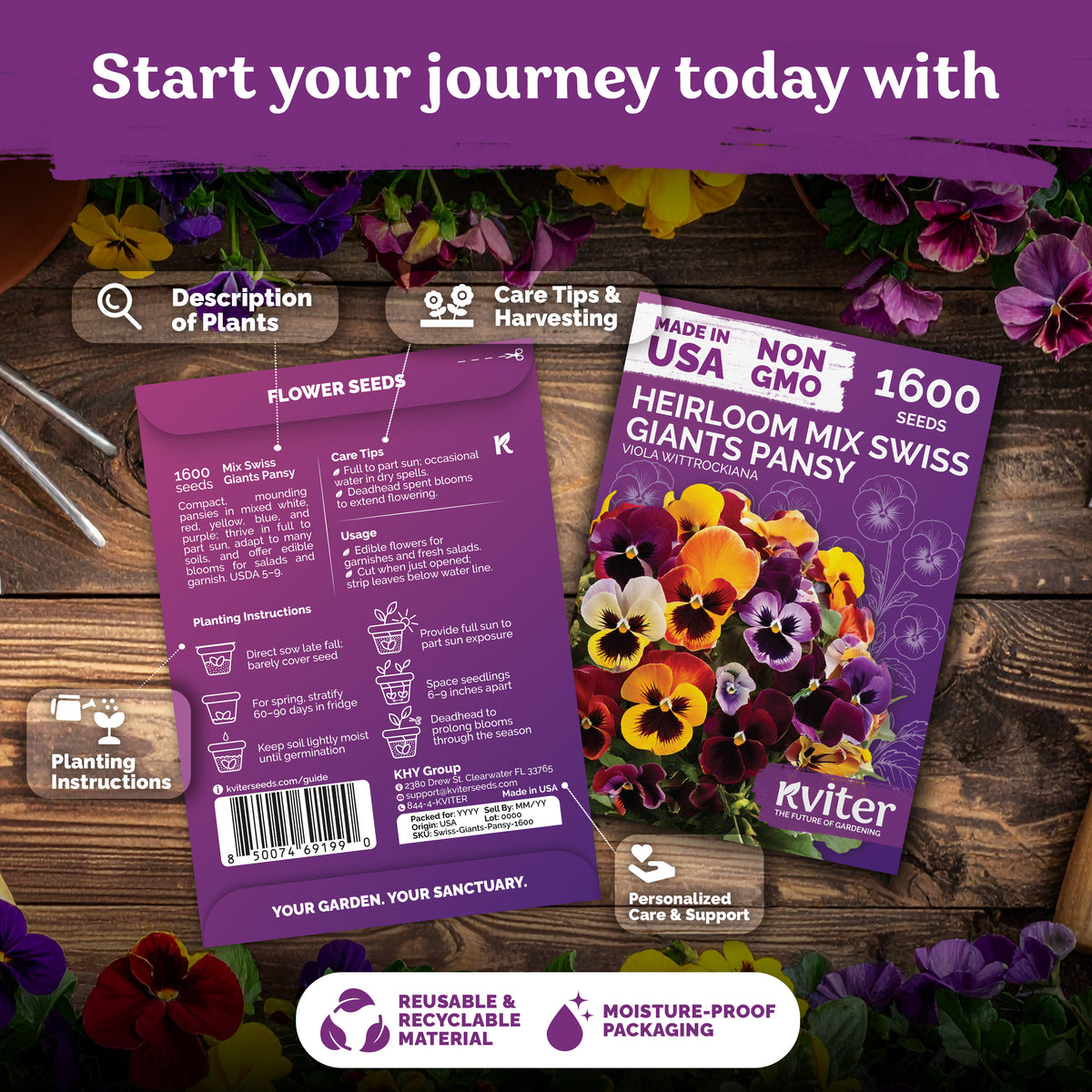 Mix Swiss Giants Pansy Seeds